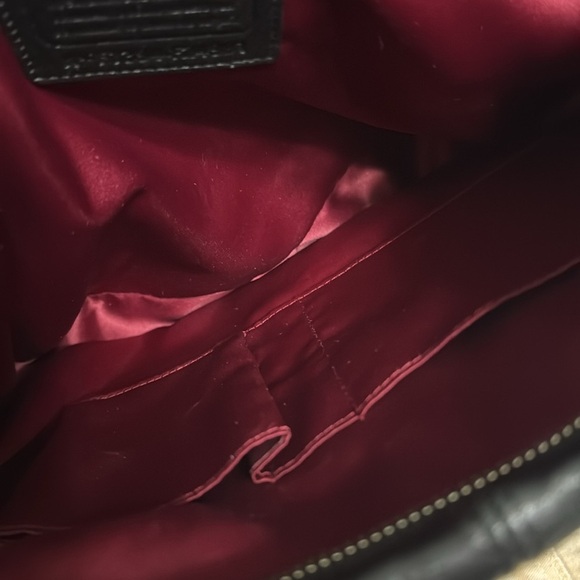 COACH Park Bag Quilted Leather & suede Hobo Shoulder color block Maroon black - Picture 10 of 16